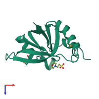 PDB entry 3r5l coloured by chain, top view.