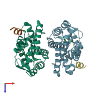 PDB entry 3r5m coloured by chain, top view.
