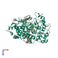 PDB entry 3r5o coloured by chain, top view.
