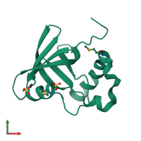 PDB entry 3r5p coloured by chain, front view.