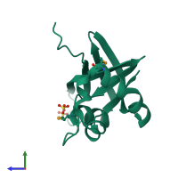 PDB entry 3r5p coloured by chain, side view.