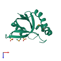 PDB entry 3r5p coloured by chain, top view.