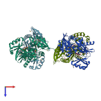 PDB entry 3r5x coloured by chain, top view.