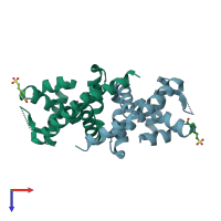 PDB entry 3r61 coloured by chain, top view.