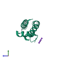 PDB entry 3r65 coloured by chain, side view.