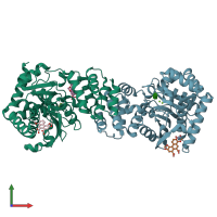 PDB entry 3r6c coloured by chain, front view.