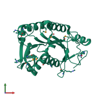 PDB entry 3r6d coloured by chain, front view.