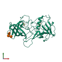 PDB entry 3r6k coloured by chain, front view.