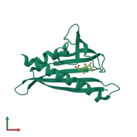 PDB entry 3r6p coloured by chain, front view.