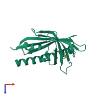 PDB entry 3r6p coloured by chain, top view.