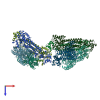 PDB entry 3r6q coloured by chain, top view.