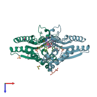 PDB entry 3r6w coloured by chain, top view.