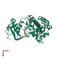 PDB entry 3r7o coloured by chain, top view.