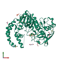 PDB entry 3r7t coloured by chain, front view.