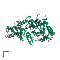 PDB entry 3r7t coloured by chain, top view.