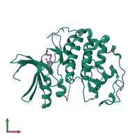 PDB entry 3r7u coloured by chain, front view.