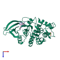 PDB entry 3r83 coloured by chain, top view.