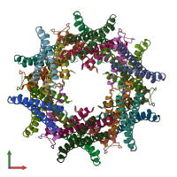 PDB entry 3r84 coloured by chain, front view.