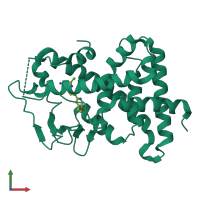 PDB entry 3r8d coloured by chain, front view.