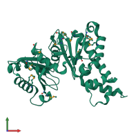 PDB entry 3r8e coloured by chain, front view.