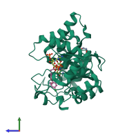 PDB entry 3r8h coloured by chain, side view.