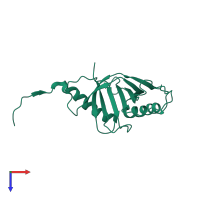 Monomeric assembly 1 of PDB entry 3r8k coloured by chemically distinct molecules, top view.