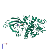 PDB entry 3r8m coloured by chain, top view.