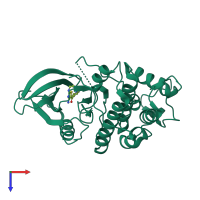 PDB entry 3r8z coloured by chain, top view.