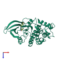 PDB entry 3r9d coloured by chain, top view.