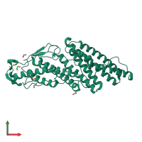 PDB entry 3r9m coloured by chain, front view.