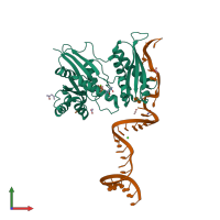 PDB entry 3r9w coloured by chain, front view.