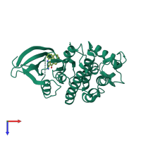 PDB entry 3rah coloured by chain, top view.