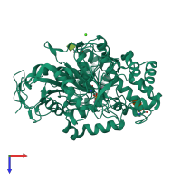 PDB entry 3rar coloured by chain, top view.