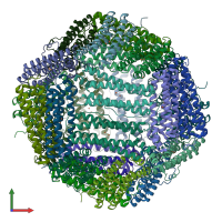 PDB entry 3rbc coloured by chain, front view.