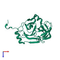 PDB entry 3rc6 coloured by chain, top view.