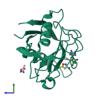 PDB entry 3rci coloured by chain, side view.