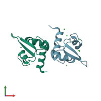PDB entry 3rco coloured by chain, front view.