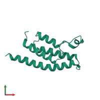Monomeric assembly 1 of PDB entry 3rcw coloured by chemically distinct molecules, front view.
