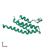 Monomeric assembly 2 of PDB entry 3rcw coloured by chemically distinct molecules, front view.
