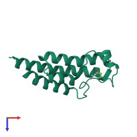 Monomeric assembly 3 of PDB entry 3rcw coloured by chemically distinct molecules, top view.