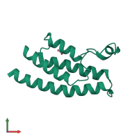 Monomeric assembly 4 of PDB entry 3rcw coloured by chemically distinct molecules, front view.