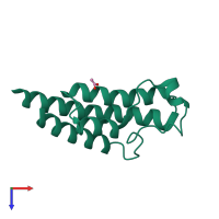 Monomeric assembly 4 of PDB entry 3rcw coloured by chemically distinct molecules, top view.