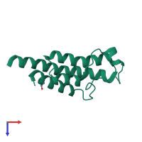 Monomeric assembly 6 of PDB entry 3rcw coloured by chemically distinct molecules, top view.