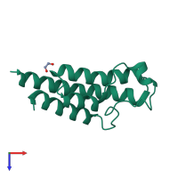 Monomeric assembly 7 of PDB entry 3rcw coloured by chemically distinct molecules, top view.