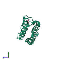 Monomeric assembly 8 of PDB entry 3rcw coloured by chemically distinct molecules, side view.