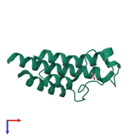 Monomeric assembly 8 of PDB entry 3rcw coloured by chemically distinct molecules, top view.