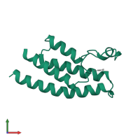 Bromodomain-containing protein 1 in PDB entry 3rcw, assembly 3, front view.