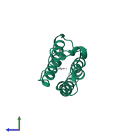 Bromodomain-containing protein 1 in PDB entry 3rcw, assembly 3, side view.