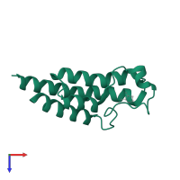 Bromodomain-containing protein 1 in PDB entry 3rcw, assembly 3, top view.