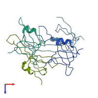 PDB entry 3rd4 coloured by chain, top view.